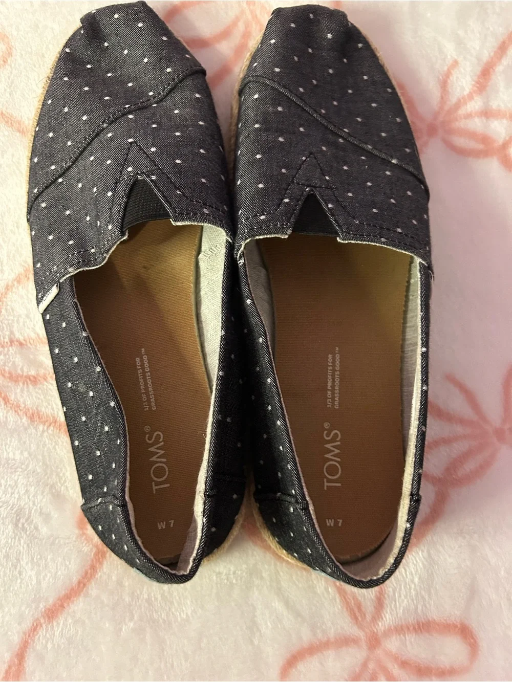 Toms Black Dot Espadrille Slip-On Flats